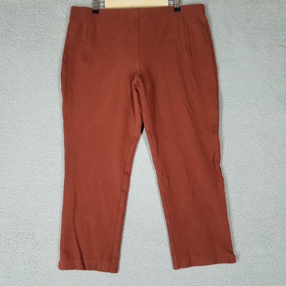 Chico's Women's 3/ XL Leggings Ankle Pull On Elastic Waist Thick Brown Stretch